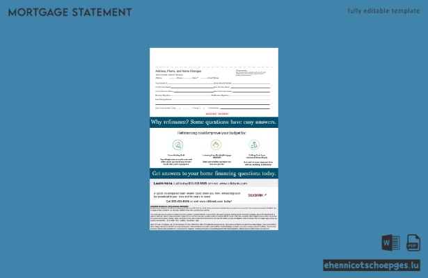 Hypothekenabrechnung der Pakistan Silkbank im Word- und PDF-Format, 3 Seiten, Beispielvorschau